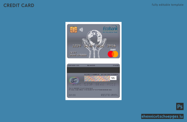 Beispielvorschau der Mastercard-Debitkarte der Ecobank aus dem Kongo